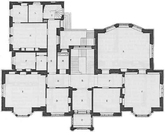 Gothic mansion design plans from the 1800s  front elevation and